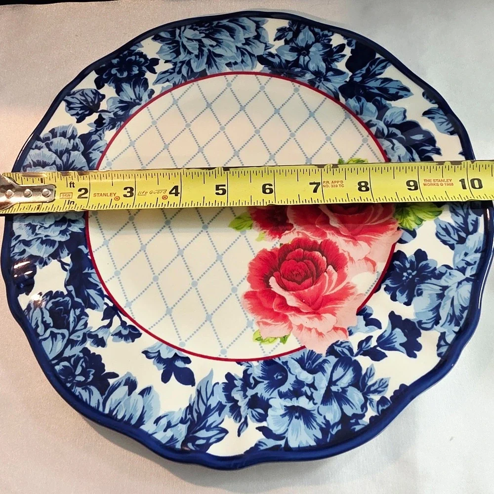 The Pioneer Woman Heritage Floral Dinner Plate, Blue Red Farmhouse Stoneware